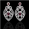 Image 1 : 7 CTW Ruby & Micro VS/SI Diamond Heart Earrings Designer Solitaire 14K White Gold - REF-381F8N - 211