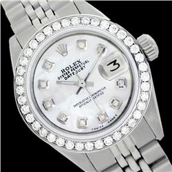 Rolex Men's Stainless Steel, QuickSet, Diamond Dial & Diamond Bezel - REF-557F5M