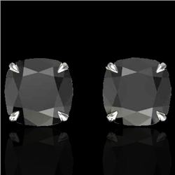 6 CTW Cushion Cut Black VS/SI Diamond Designer Stud Earrings 18K White Gold - REF-141N8A - 21735