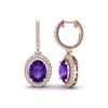 Image 2 : 3.50 CTW Amethyst & Micro Pave VS/SI Diamond Earrings Halo 14K Rose Gold - REF-83N6A - 20307