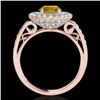 Image 2 : 2.25 CTW Certified SI/I Fancy Intense Yellow Diamond Solitaire Halo Ring 10K Rose Gold - REF-218A2V 