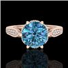 Image 2 : 2.2 CTW Intense Blue Diamond Solitaire Engagement Art Deco Ring 18K Rose Gold - REF-314W5H - 38091