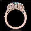 Image 4 : 2.26 CTW Fancy Intense Blue Diamond Art Deco 3 Stone Ring 18K Rose Gold - REF-254R5K - 37748