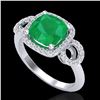 Image 2 : 3.15 CTW Emerald & Micro VS/SI Diamond Certified Ring 18K White Gold - REF-78M2F - 23001