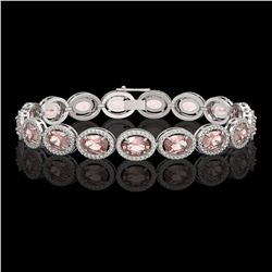 20.18 CTW Morganite & Diamond Bracelet White Gold 10K White Gold - REF-377A3V - 41006
