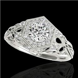 1.40 CTW H-SI/I Certified Diamond Solitaire Antique Ring 10K White Gold - REF-245V5Y - 34175