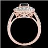 Image 2 : 2.09 CTW Certified VS Black Diamond Solitaire Halo Ring 10K Rose Gold - REF-112M9F - 33692