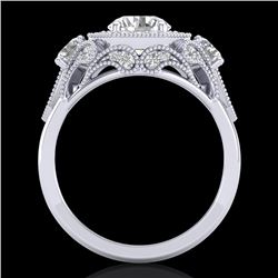2.11 CTW VS/SI Diamond Solitaire Art Deco 3 Stone Ring 18K White Gold - REF-472W7H - 37328
