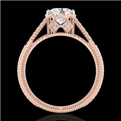 1.25 CTW VS/SI Diamond Solitaire Art Deco Ring 18K Rose Gold - REF-330W2H - 36906