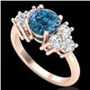 Image 1 : 2.1 CTW Intense Blue Diamond Solitaire Engagement Classic Ring 18K Rose Gold - REF-270X9R - 37608