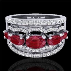 2.25 CTW Ruby & Micro Pave VS/SI Diamond Certified Designer Ring 10K White Gold - REF-71N3A - 20802