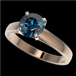 1.50 CTW Certified Intense Blue SI Diamond Solitaire Engagement Ring 10K Rose Gold - REF-210F2N - 33