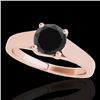 Image 1 : 1 CTW Certified VS Black Diamond Solitaire Ring 10K Rose Gold - REF-42N4A - 35529