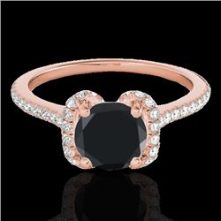1.33 CTW Certified VS Black Diamond Solitaire Halo Ring 10K Rose Gold - REF-57X6R - 33293