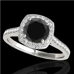 1.65 CTW Certified VS Black Diamond Solitaire Halo Ring 10K White Gold - REF-67F5N - 34196
