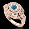 Image 1 : 0.75 CTW Fancy Intense Blue Diamond Solitaire Art Deco Ring 18K Rose Gold - REF-172N7A - 37818