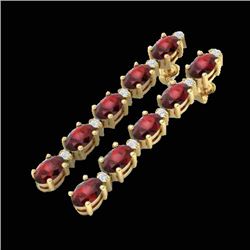 15.47 CTW Garnet & VS/SI Certified Diamond Tennis Earrings 10K Yellow Gold - REF-74N7A - 29482