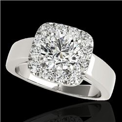 1.55 CTW H-SI/I Certified Diamond Solitaire Halo Ring 10K White Gold - REF-174N5A - 34238