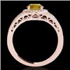 Image 2 : 1.50 CTW Certified SI/I Fancy Intense Yellow Diamond Solitaire Halo Ring 10K Rose Gold - REF-180V2Y 