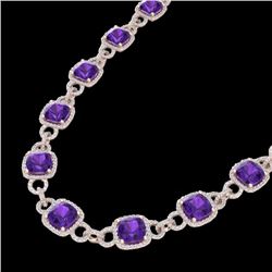 66 CTW Amethyst & Micro VS/SI Diamond Eternity Necklace 14K Rose Gold - REF-794N5A - 23036