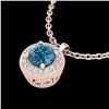 Image 2 : 1 CTW Intense Blue Diamond Solitaire Art Deco Stud Necklace 18K Rose Gold - REF-138Y2X - 37664