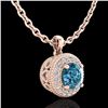 Image 4 : 1 CTW Intense Blue Diamond Solitaire Art Deco Stud Necklace 18K Rose Gold - REF-138Y2X - 37664