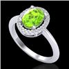 Image 2 : 1.75 CTW Peridot & Micro VS/SI Diamond Ring Solitaire Halo 18K White Gold - REF-51F3N - 21016