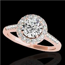 1.50 CTW H-SI/I Certified Diamond Solitaire Halo Ring 10K Rose Gold - REF-170R9K - 33482