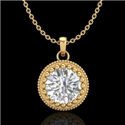 1 CTW VS/SI Diamond Solitaire Art Deco Necklace 18K Yellow Gold - REF-292M5F - 36892