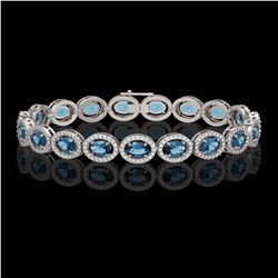 14.82 CTW London Topaz & Diamond Bracelet White Gold 10K White Gold - REF-232A5V - 40880