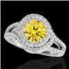 Image 1 : 2.15 CTW Certified SI/I Fancy Intense Yellow Diamond Solitaire Halo Ring 10K White Gold - REF-325V5Y