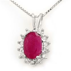 1.90 CTW Ruby & Diamond Pendant 18K White Gold - REF-38M2F - 13975