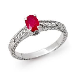 1.01 CTW Ruby & Diamond Ring 18K White Gold - REF-43V6Y - 13786
