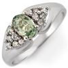 0.90 CTW Green Sapphire & Diamond Ring 10K White Gold - REF-36Y4X - 10741