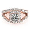 1.85 CTW Certified VS/SI Princess Diamond Solitaire Halo Ring 18K Rose Gold - REF-261A3V - 27196
