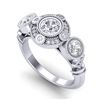 1.51 CTW VS/SI Diamond Solitaire Art Deco 3 Stone Ring 18K White Gold - REF-300F2N - 36986