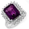 4.75 CTW Amethyst & Diamond Ring 18K White Gold - REF-84R7K - 11110