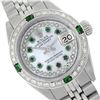 Rolex Ladies Stainless Steel, Diam/Emerald Dial & Diam/Emerald Bezel, Sapphire Crystal - REF-434M3F