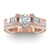 5.5 CTW Certified VS/SI Diamond Art Deco 3 Stone Micro Ring 14K Rose Gold - REF-638V9Y - 30295