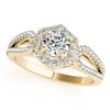 0.90 CTW Certified VS/SI Diamond Solitaire Halo Ring 18K Yellow Gold - REF-137V3Y - 26756