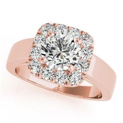 1.30 CTW Certified VS/SI Diamond Solitaire Halo Ring 18K Rose Gold - REF-258N7A - 26896