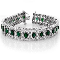 14.50 CTW Emerald & Diamond Bracelet 14K White Gold - REF-411N8A - 11517