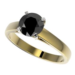 1.50 CTW Fancy Black VS Diamond Solitaire Engagement Ring 10K Yellow Gold - REF-36Y3X - 33024