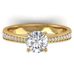 1.26 CTW Certified VS/SI Diamond Solitaire Art Deco Ring 14K Yellow Gold - REF-352W4H - 30386