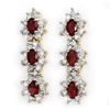 Image 2 : 5.63 CTW Ruby & Diamond Earrings 14K Yellow Gold - REF-115N5A - 14310