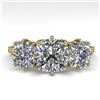 Image 1 : 2 CTW Solitaire Past Present Future VS/SI Cushion Diamond Ring 18K Yellow Gold - REF-414Y2X - 35788