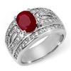 Image 1 : 2.79 CTW Ruby & Diamond Ring 18K White Gold - REF-152H7M - 11828