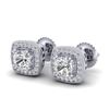 1.25 CTW Cushion Cut VS/SI Diamond Art Deco Stud Earrings 18K White Gold - REF-218N2A - 37034