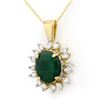 4.20 CTW Emerald & Diamond Pendant 10K Yellow Gold - REF-70H2M - 13605