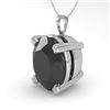 9.0 CTW Oval Black Diamond Designer Necklace 14K White Gold - REF-191R8K - 38437